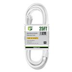 EP 25 Ft Outdoor Extension Cord - 16/3 SJTW Durable White Electrical Cable with 3 Prong Grounded Plug, UL Listed