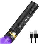 Alonefire SV005 395nm 10W LED UV Torch Blacklight Portable USB-C Rechargeable Flashlight Black Light Pet Urine Detector with Aluminium Case, Battery Included for Pet Stains Hunting Fishing Minerals