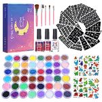 Solong Glitter Tattoo Kit, Temporary Tattoo Set for Kids - 48 Colours Glitter, 318 Stencils, 10 Sheets Tattoo Stickers ,Skin Friendly Flash Body Make-up for Girls, Teenager, Gift for Birthday, Party ZYH2209001KIT-FBA