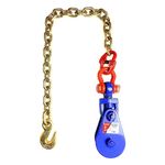 TOYO-INTL 2T Snatch Block with Chain, 3'' Single Sheave Snatch Block with Swivel Shackle, G80 Chain Snatch Pulley for Rollback Wrecker Car Hauler Winch (3’’ 2 Ton Sheave)