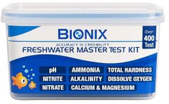 BIONIX Fresh Water Testing kit for pH,Total Hardness,Ammonia,Alkalinity,Dissolve Oxygen,Calcium,Magnesium,Nitrite & Nitrate (400 Test) | Master Test Kit for Aquarium and Fish Farming.