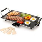 LIVIVO Large Teppanyaki Electric Grill - 2000W Tabletop Electric Hot Plate Griddle with Non-Stick Plate, Adjustable Temperature, Drip Tray and 8 Wooden Spatula - Electric BBQ Teppanyaki Grill Plate
