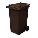 240 Litre Wheelie Bin - Brown (Standard Household Size) - Typically Used For Garden Waste, EN 840 standard, 590 (w) x 760 (d) x 1190 (h) mm