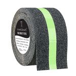 TRENDIKRAFT 50mm x 5 meter Black & Glowing Green Night Glowing Anti Skid Anti Slip Grip Tape for Stairs Adhesive Tape for Slippery Floors Staircase Ramps Indoor Outdoor Use Keeps You Safe