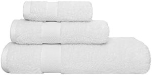 Kinton Crafts Premium Cotton Towels Ultra Soft (Pack of 3, 580GSM) for Bath|Hand|Face|Luxury Fast Drying|High Absorbency|Ideal for Multipurpose Home|Gym|Spa|Hotel|Lightweight- White