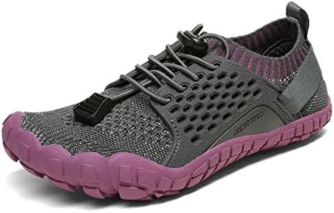 NORTIV 8 Unisex-Child Quick Dry Barefoot Lightweight Athletic Outdoor Water Sports Shoes, Grey/Purple/2-10 Toddler (Aqua-K2)