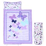 UOMNY Toddler Nap Mat Girls Kids Nap Mats with Removable Pillow and Blanket Butterfly Toddler Sleeping Bag for Preschool Daycare Purple Happy Napper Girls