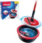 Vileda Spin & Clean System Mop and Bucket Set with 360° Spinning Mop for Cleaning Floors | Foldable Head to Clean Skirting Boards | Rotating Head for Hard to Reach Areas | Easy to Empty Spout
