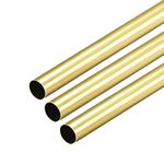 uxcell Brass Round Tube, 300mm Length 7mm OD 0.2mm Wall Thickness, Seamless Straight Pipe Tubing 3 Pcs