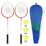 Strauss Aluminum Badminton Racket Set of 2 with Cover | Includes 3 Shuttlecock | Lightweight, Durable Racquet for Beginners and Intermediate Players | Ideal for Outdoor and Indoor Play (Multicolor)