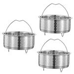 BESTonZON 3pcs Stainless Steel Rice Steamer Seafood Steam Basket Stainless Steel Colander Rice Cooker Basket Stainless Steel Steamer Basket Steam Pots for Instapot Steamer Pot Multifunction