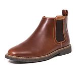 Deer Stags Boys' Zane Memory Foam Dress Comfort Chelsea Boot, Redwood/Dark Brown, 5 Medium US Big Kid