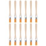 uxcell 5" Paint Brush 0.5" Width Soft Nylon Bristle with Wood Handle for Wall, Cabinets, Fences Yellow 12Pcs