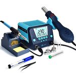 TOAUTO DS882 Soldering Station, 2 in 1 Soldering Iron Hot Air Gun Rework Station Kit with LCD Display,°F /°C, Cool/Hot Air Conversion, Auto Standby & Sleep, Temperature Memory & Lock & Correction