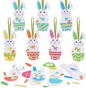 Fennoral 12 Pack Easter Bunny Craft for Kids Make You Own Easter Rabbit Foam Stickers Ornament DIY Easter Arts and Crafts for Easter Party Decoration Easter Gifts