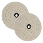 2 pcs Cotton Buffing Polishing Wheel 6 inch for Bench Grinder with 1/2" Arbor Hole 50 Ply White Fine Cotton for Wood Metal Jade Jewelry Drill Polishing Kit