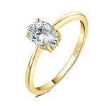 JewelryPalace Oval Cut 8 * 6mm 1ct Cubic Zirconia Solitaire Engagement Rings for Women, 14K Yellow Gold 925 Sterling Silver Promise Ring for Her, Simulated Diamond Anniversary Wedding Ring VVS D-F 8