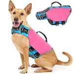 VavoPaw Dog Life Jacket, Dog Life Vest Jackets with High Buoyancy Rescue Handle Adjustable Ripstop Safety Vest Float Lifesaver Vest for Swimming Boating Dogs, Large Size, Rose Red