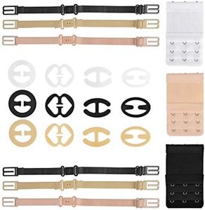TIMESETL Accessoire Soutien Gorge Bretelle 21Pcs 6 Bretelles de Soutien-Gorge Elastiques + 12 Clips Soutien-Gorge + 3 Rallonges Soutien-Gorge, Accroche Bretelle Soutien Gorge Réglable Antidérapante