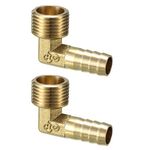 uxcell Brass Barb Hose Fitting 90 Degree Elbow 12mm Barbed x 1/2 PT Male Pipe Adapter Connector 2pcs