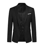 YOUTHUP Mens Blazer Single Breasted Tuxedo Jacket Slim Fit Business Suit Jackets, Black, M