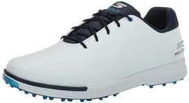 Skechers Men's Tempo Golf Shoe Without Spikes, Waterproof, Lightweight Sneaker, White Navy, 10 UK