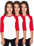 Hat and Beyond Infants & Kids 3/4 Raglan Sleeve Baseball Shirt (X-Small, 3PACK White/Red)