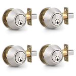 Probrico Deadbolt Lock Sets, Brushed Nickel Door Locks, Single Cylinder Deadbolt Locks, Deadbolt Locks with Key, 4 Pack