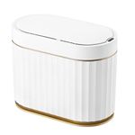 ELPHECO Mini Desktop Trash Bin Small Trash Can with Lid, 5 Litres Desktop Motion Sensor Trash Can, 1.3 Gallon Waterproof Countertop Trash Can, Small Plastic Trash Can for Desk, Bedroom, Golden