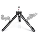 Mini Camera Tripod, Moman Tabletop Travel Tripod Desktop TR01S with 1/4 and 3/8 Screw Mount and Function Leg CNC Aluminum Design for Camcorder Gimbal Stabilizers Max Payload of 5Kg, Black