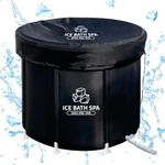 SHUIMEIYAN Large Ice Bath Tub for Athletes Outdoor Portable Free-standing Bathtub for Adults Cold Water Therapy Tub for Recovery Cold Plunge Tub (8217 black with cover-31.5"Φ x 29.5"H)