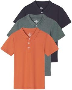 Real Essentials 3 Pack Boys Uniform Short Sleeve Polo Shirts T Kids Button Tops Tees Childrens Plain Girls Graduation Youth School Collared Cotton Summer Teen, 16-18