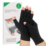 2-Pair Arthritis Compression Gloves for Alleviate Rheumatoid Osteoarthritis, Carpal Tunnel Raynauds Disease, Ease Muscle Tensi on Fingerless, Breathable & Moisture, Women and Men (Black, Small)