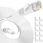 Ethernet Cable 25 ft, Cat 6e/Cat6 Ethernet Cable High Speed with Network Patch Cords, LAN Cable Clips with Rj45 Connector for Router Modem Faster Than Cat 5e/Cat 5-White