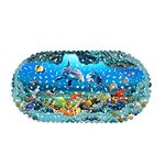 EU-VV Non Slip Bath Mat Shower Mat Oval 70x35cm, Cute Dolphin on The Seabed Non Skid Durable Shower Mat Bathtub Mat with Strong Suckers Decorating The Bathroom, Good Mood Shower (Style 02)