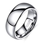 8mm Classic Tungsten Carbide Ring Engagement Wedding Band High Polish Plain Dome Comfort Fit Size 9