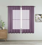 WPM WORLD PRODUCTS MART Drape/Panels/Scarves/Treatment Beautiful Sheer Voile Window Elegance Curtains Scarf for Bedroom & Kitchen Fully Stitched and Hemmed (Mauve, 63" Inch Long)