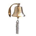 Hampton Nautical BL2021-5B 3Xglass-101 Brass Plated Hanging Harbor Bell 4" - Nautical Decor - Nautical Home Decoration