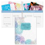 Cool Floral Card Organizer Book- Remember Special Days, Greeting Card Keeper, Softcover, 8" x 10", Spiral Bound