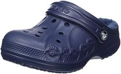 Crocs Unisex-Child Baya Lined Clogs, Fuzzy Slippers for Kids and Toddlers, Navy/Navy, 12 Little Kid