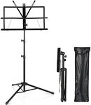 Display4top Adjustable Heights Sheet Music Stand Holder,Portable Folding Metal Music Stand with Carrying Bag,Lightweight for Storage or Travel, Black