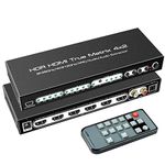 HDMI Matrix, HDMI 4K Matrix Switch Splitter 8K 60HZ HDMI 2.1 Matrix 4X2 Switcher 4 in 2 Out 4K 120HZ with Remote Support 48Gbps HDR10 HDCP2.3 Dolby Vision Atmos SPDIF 5.1CH ARC