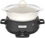 MAGNIFIQUE 5 Quart Programmable Slow Cooker with Auto Warm Setting, Glazed Ceramic Liner, Kitchen Small Appliance for Family Dinners, Black