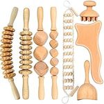 Wood Massage Therapy Tools, 8PCS Wood Therapy Massage Tools Wooden Massage Roller Muscle Massage Anti Cellulite Massage Gua Sha Roller for Full Body Muscle Pain Relief