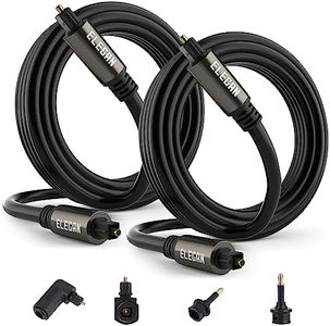 Elecan Optical Audio Cable 12 Ft/2 Pack Digital Audio Toslink Cable Cord-Fiber Optic-Gold Plated-Flexiable&Durable-for Home Theater,Sound Bar,PS4& Xbox-with Right Angled+Mini Toslink Adapters+Ties
