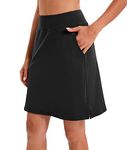 Jhsnjnr Women's 20" Knee Length Skirts Knee Length Skort with Shorts Athletic Tennis Golf Skirt Black