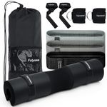 Fulynmen 9Pcs Barbell Pad Set Hip Thrusts Pad Barbell Pad for Hip Thrust Anti Slip Thickened Foam Squat Pad Securing Straps,2 Lifting Strap, 2 Ankle Straps,3 Hip Resistance Bands,Carry Bag Black