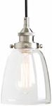 Buyee Vintage Pendant Light, 1-Light Mini Hanging Light with Clear Glass Shade Lamp Fixture for Kitchen Living Room Bar (Brushed)