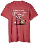 Disney Men's Cars Lightning McQueen T-Shirt, Red Heather, Medium