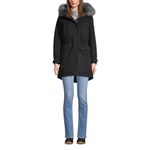 Lands' End Women's Expedition Waterproof Down Winter Parka with Faux Fur Hood, Black, Large